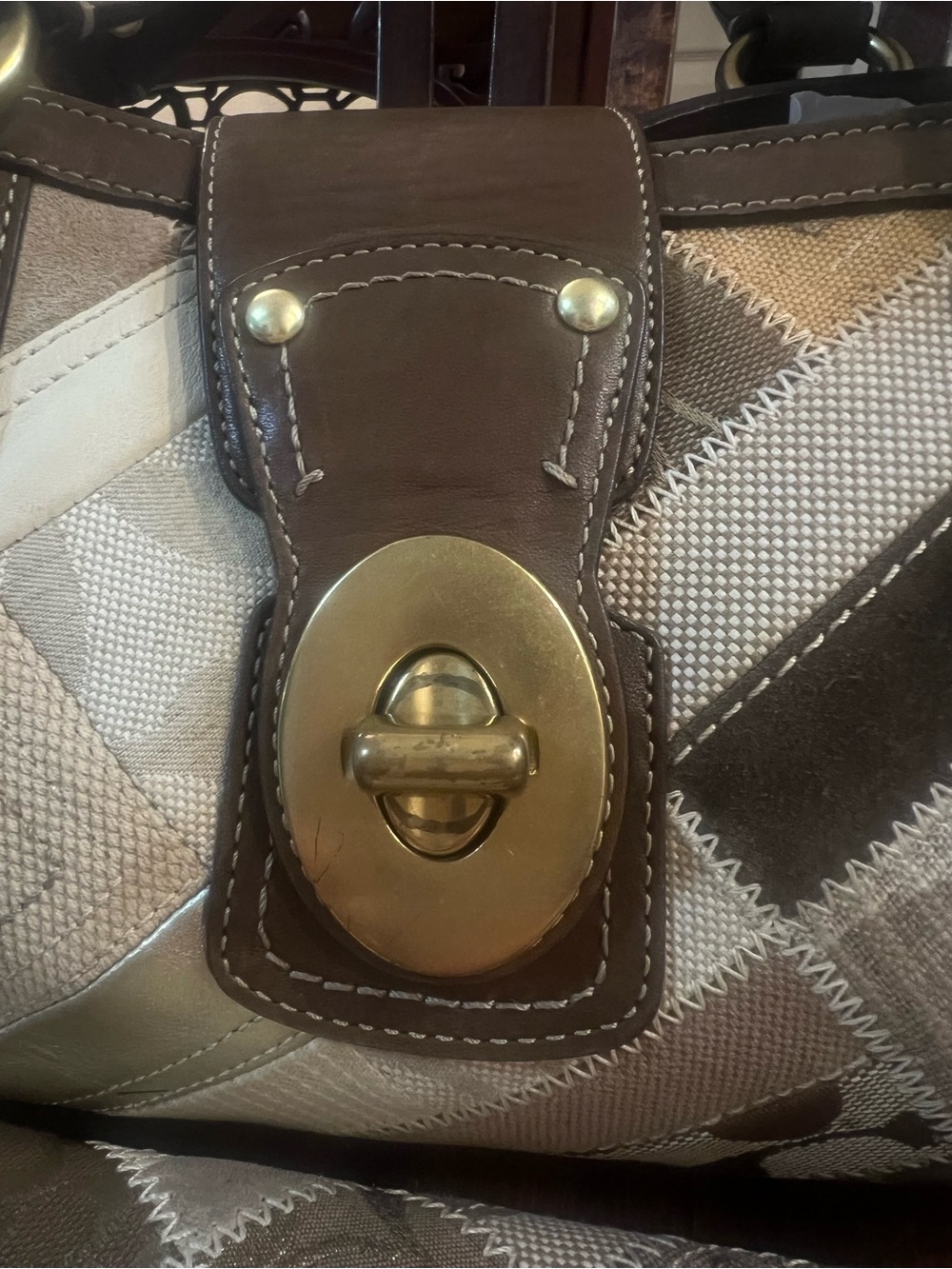 Vintage Coach Holiday Patchwork Satchel Turnlock Bag w/ wallet – Rare Y2K Find! - Picture 10 of 10